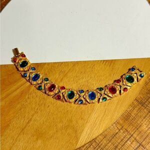 Vintage 80’s Yellow Goldtone Cabachon Bracelet 7.5”